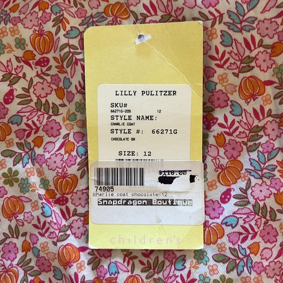 Lilly Pulitzer Vintage/White Label Girl’s Charlie Coat Chocolate Brown Size 12 - Picture 8 of 12